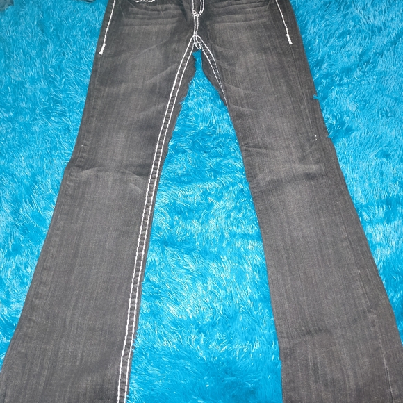 L.A. idol Denim - L.A. Idol Black Bootcut Jeans with Thick White Stitching